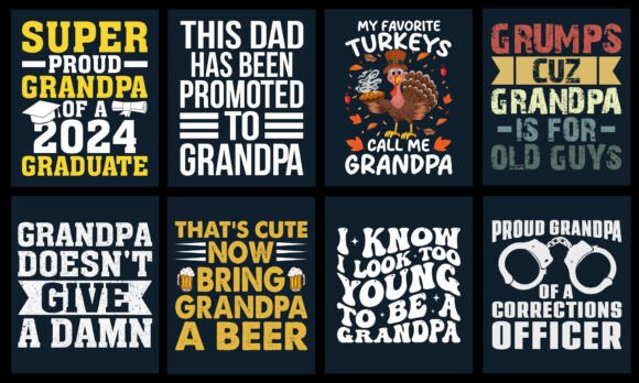 Grandpa T-Shirt Design Bundle: Graphics & T-Shirt Designs