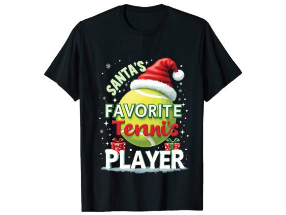 Santa’s Favorite Tennis T-Shirt Design: Graphics & T-Shirt Designs