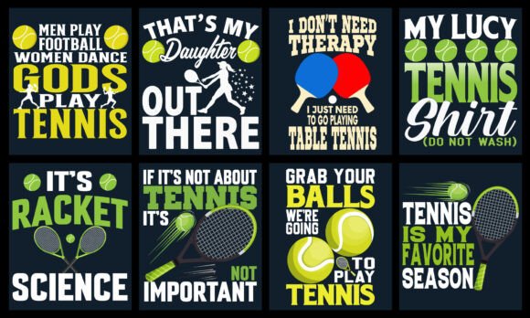 Tennis T-Shirt Design Bundle: Graphics & T-Shirt Designs