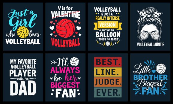 Volleyball T-Shirt Design Bundle: Graphics for Smart T-Shirt Designs