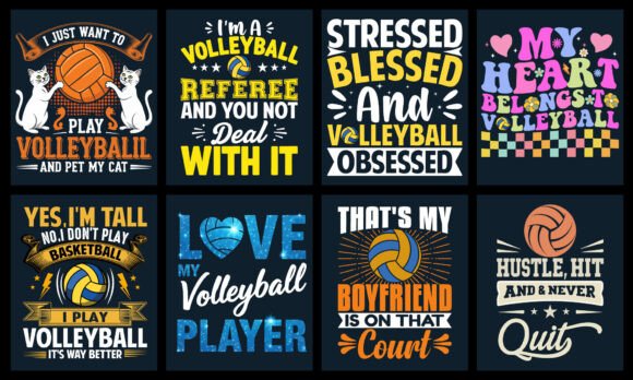Volleyball T-Shirt Design Bundle: Graphics & T-Shirt Designs